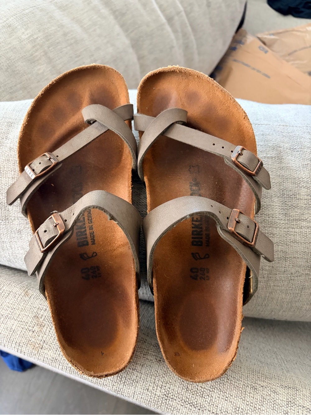 Brown Double Strap Cork Footbed Sandals - Picture 2 of 7